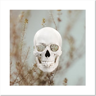 Grey Flower Skull Posters and Art